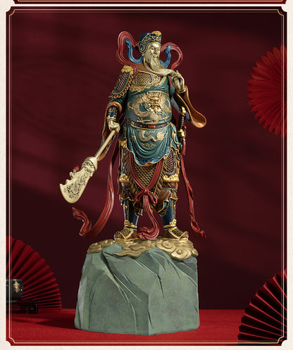 Bronze Pendulum "Qiankun Zhengqi" Home Decor Copper Artwork Guan Yu Living Room Floor Decoration